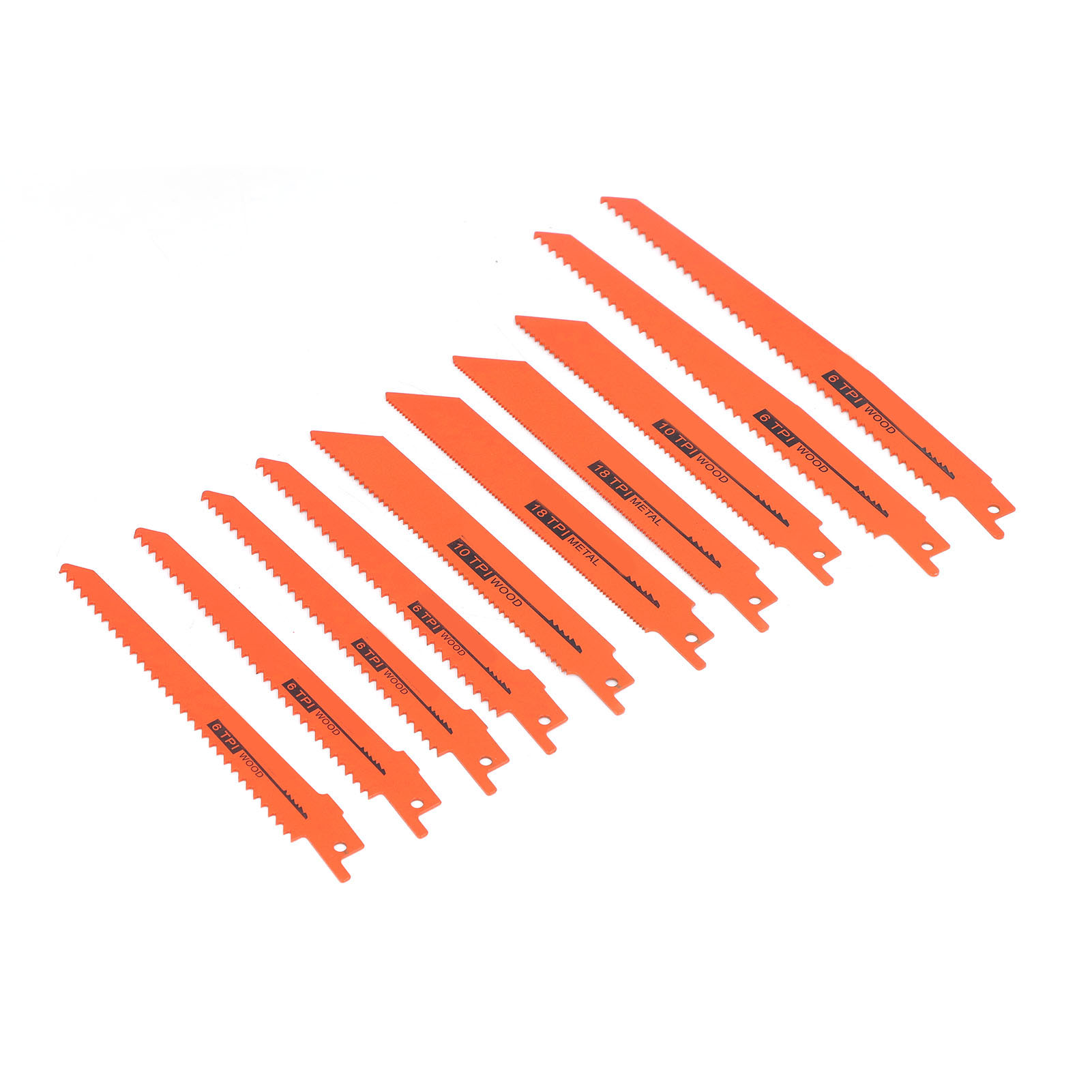 Set Mit 10 Hss-säbelsägeblättern, Zum Schneiden Von Metall, Holz Und Kunststoff, Orangefarbenes Werkzeug