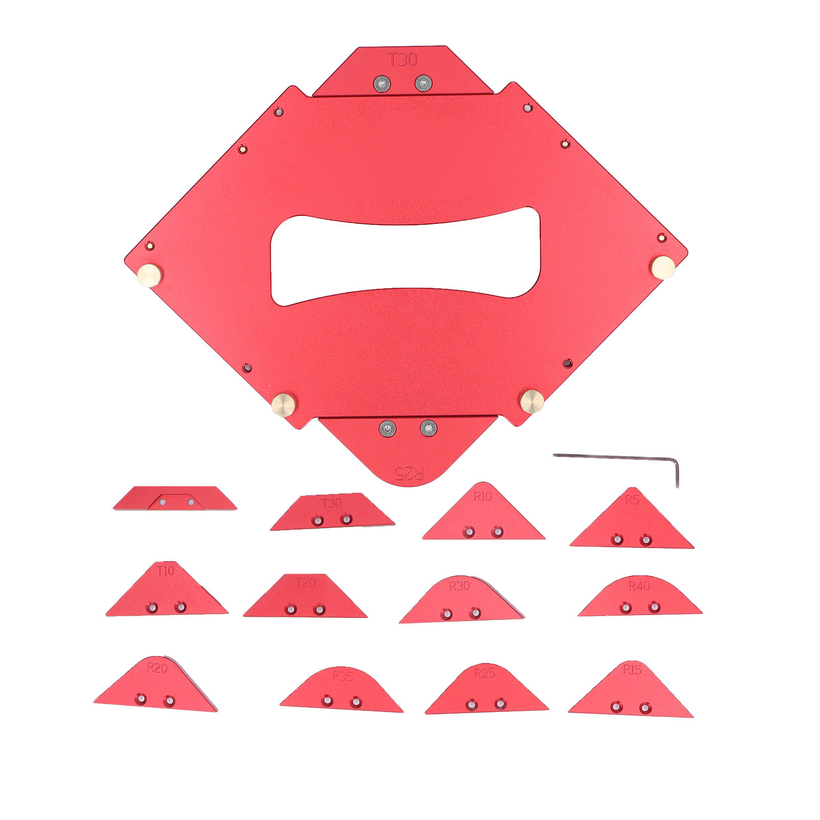 Winkelbohrlehre Aus Aluminium, Fräslehre Für Holzbearbeitung, T10-t40-vorrichtungssatz, R5-r40-radien, Fräszubehörsatz.