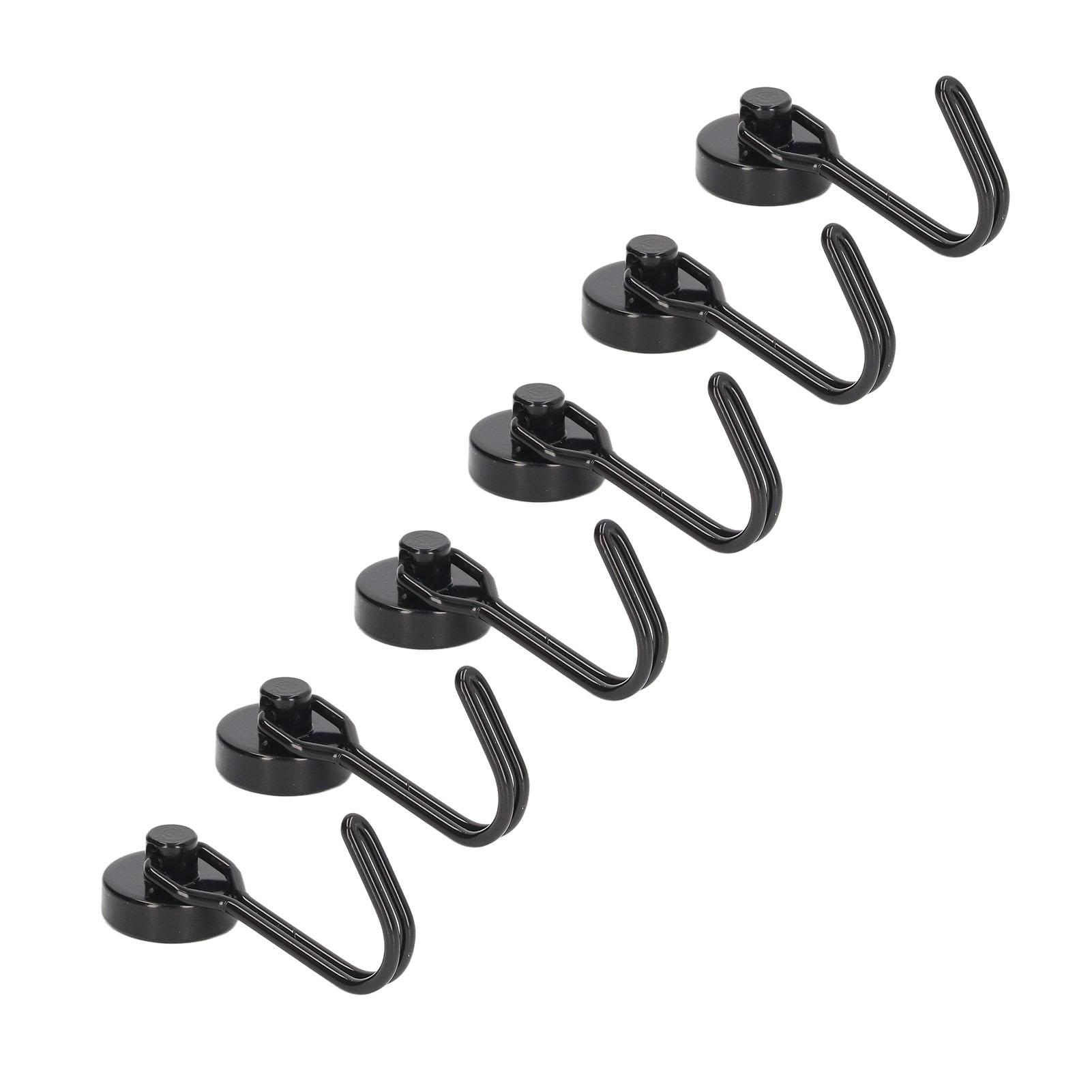 6 Kleine, Stabile, Drehbare Magnethaken, Schlüsselhalter, Aufbewahrungsregal, 0–5 Kg, Schwarz