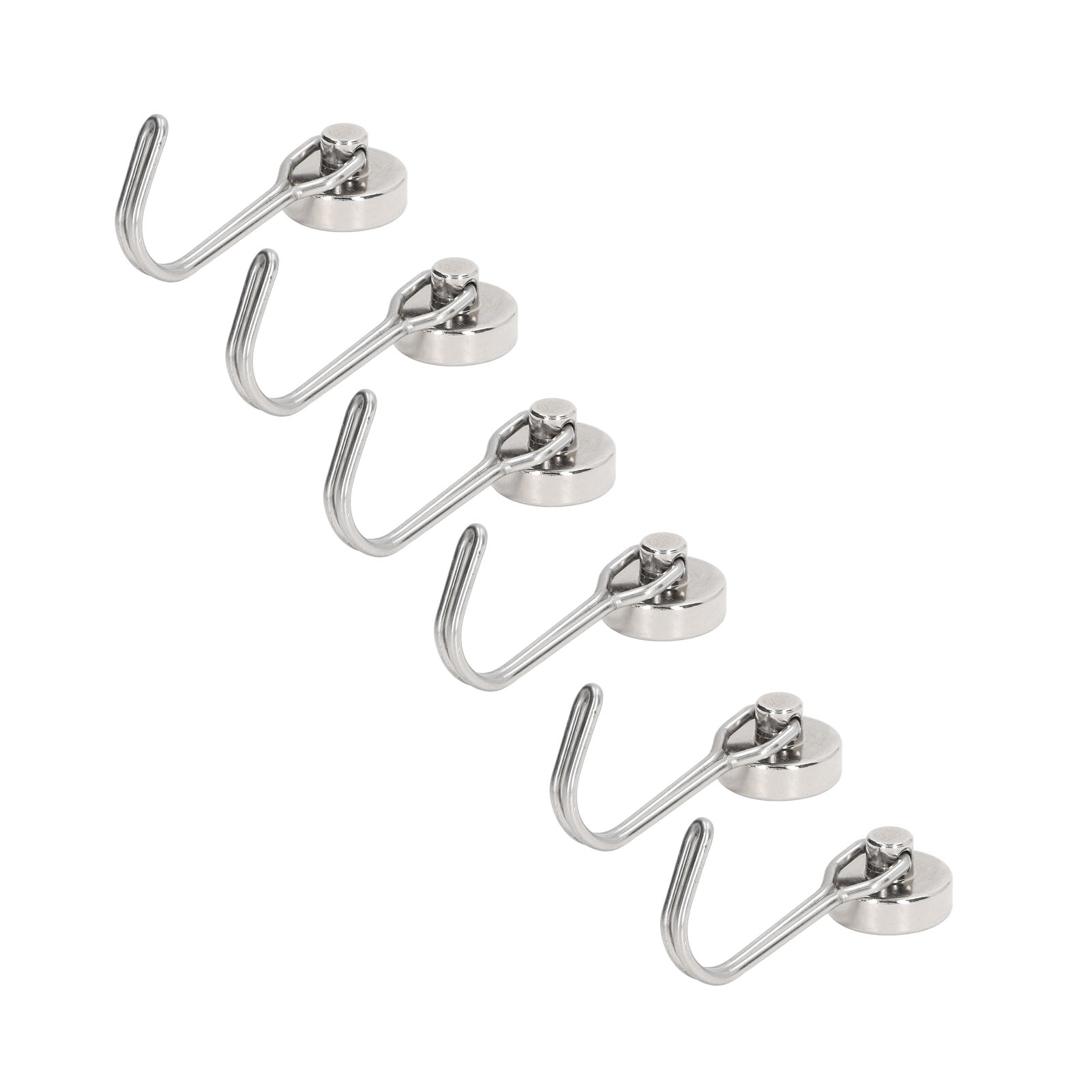 Set Mit 6 Kleinen, Stabilen Und Leichten Drehbaren Magnethaken, Tragkraft 0-5 Kg, Vernickelt, Zur Aufbewahrung Und Montage