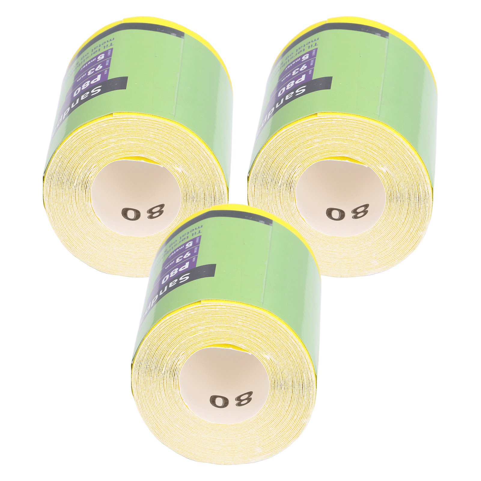 3 Rollen Schleifpapier Der Körnung 80 Zum Schleifen Von Holz Und Metall, Aluminiumoxid, Gelbes Schleifband