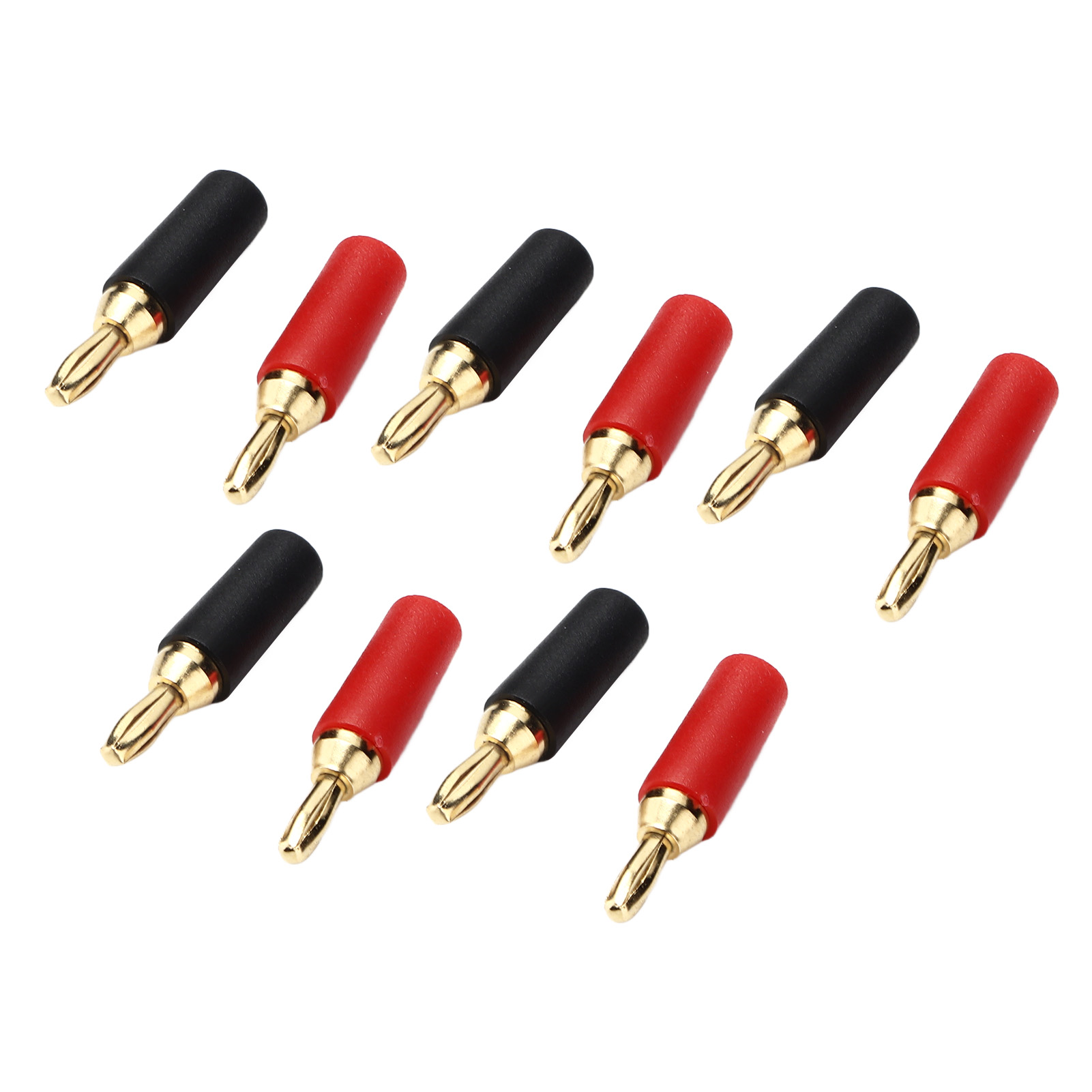 Packung Mit 5 Vergoldeten 2,5-mm-bananensteckern Aus Messing Zum Anlöten Von Lautsprechern, Rote Und Schwarze Lautsprecheranschlüsse
