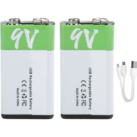 2 Wiederaufladbare 9v-usb-akkus (650mah) Mit Kabel Und Led-anzeige