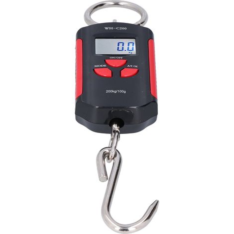 200 Kg Hebewaage, Tragbare Elektronische Hakenwaage Mit Hd-hintergrundbeleuchtung (rot/schwarz)