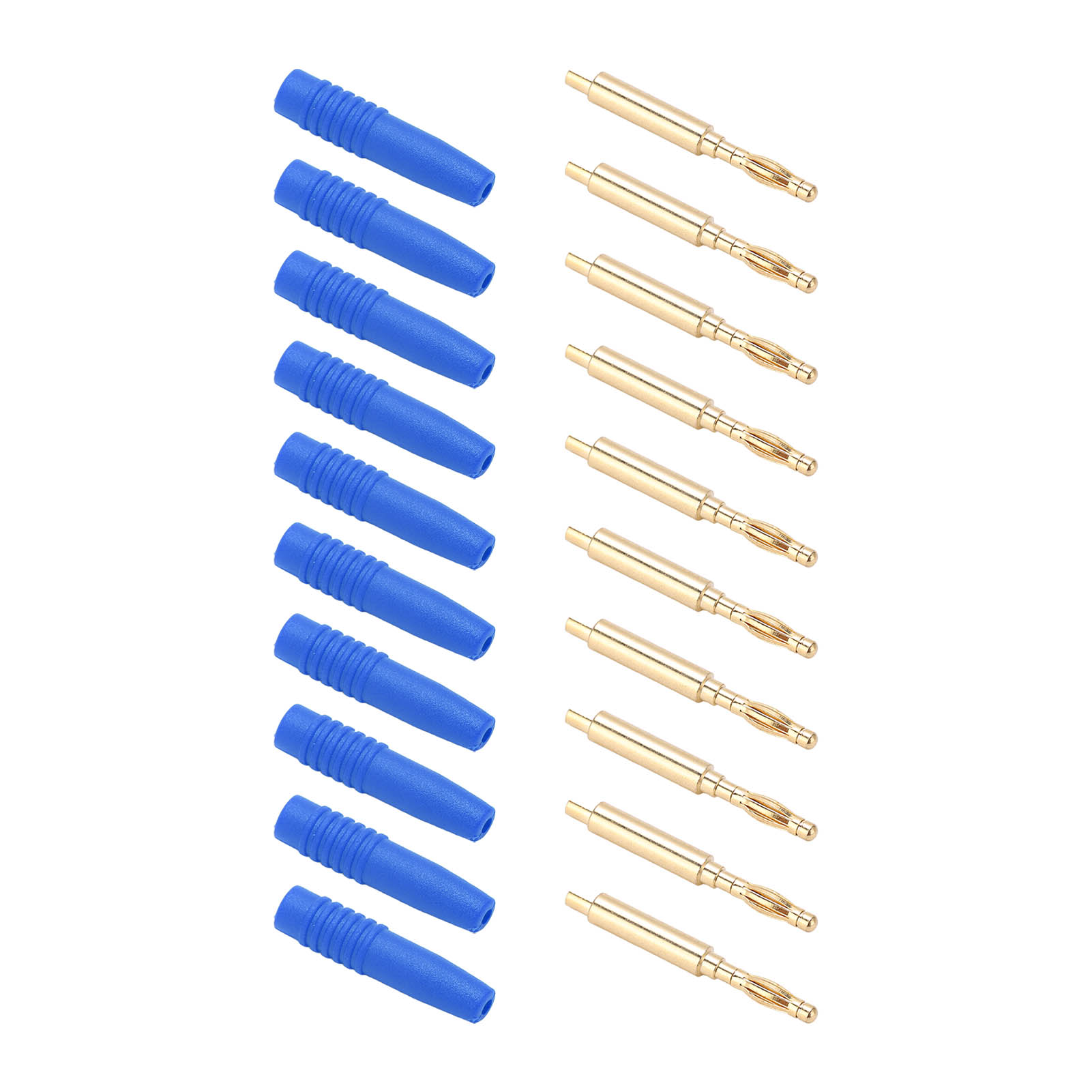 Vergoldete 2-mm-bananenstecker (männlich), 10er-packung Isolierte Metallstecker Mit Gehäuse, Für Testgeräte, Blau