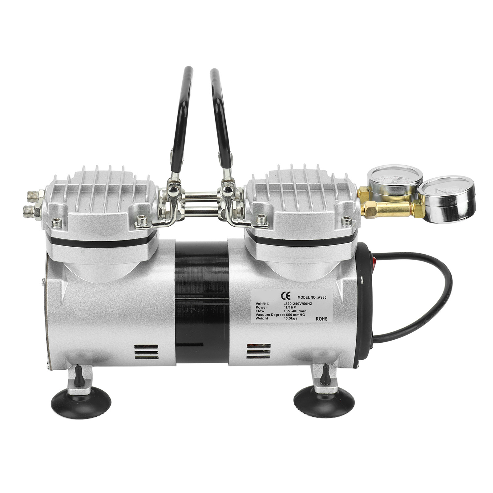 Ölfreie 1/4-ps-luftpumpe, Hochdruck, Hoher Durchfluss, Kompakter, Leiser Luftkompressor, 220–240 V Eu-stecker, Kleine, Wartungsfreie Aufblaspumpe