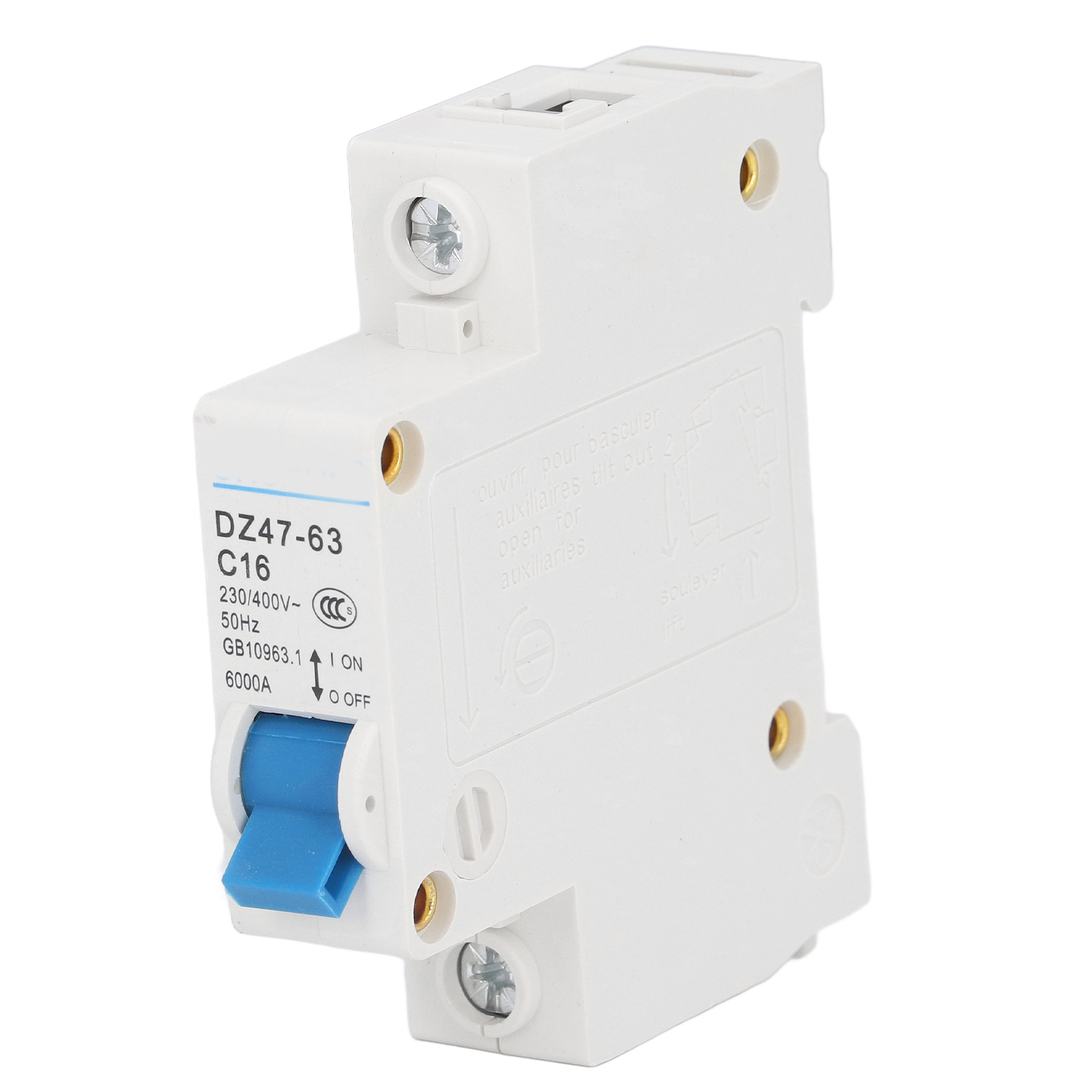 Leitungsschutzschalter 1p 16a 6000a, Kurzschlussschutz, Din-schienenmontage, Pa66, 230v/400v, Hohes Schaltvermögen
