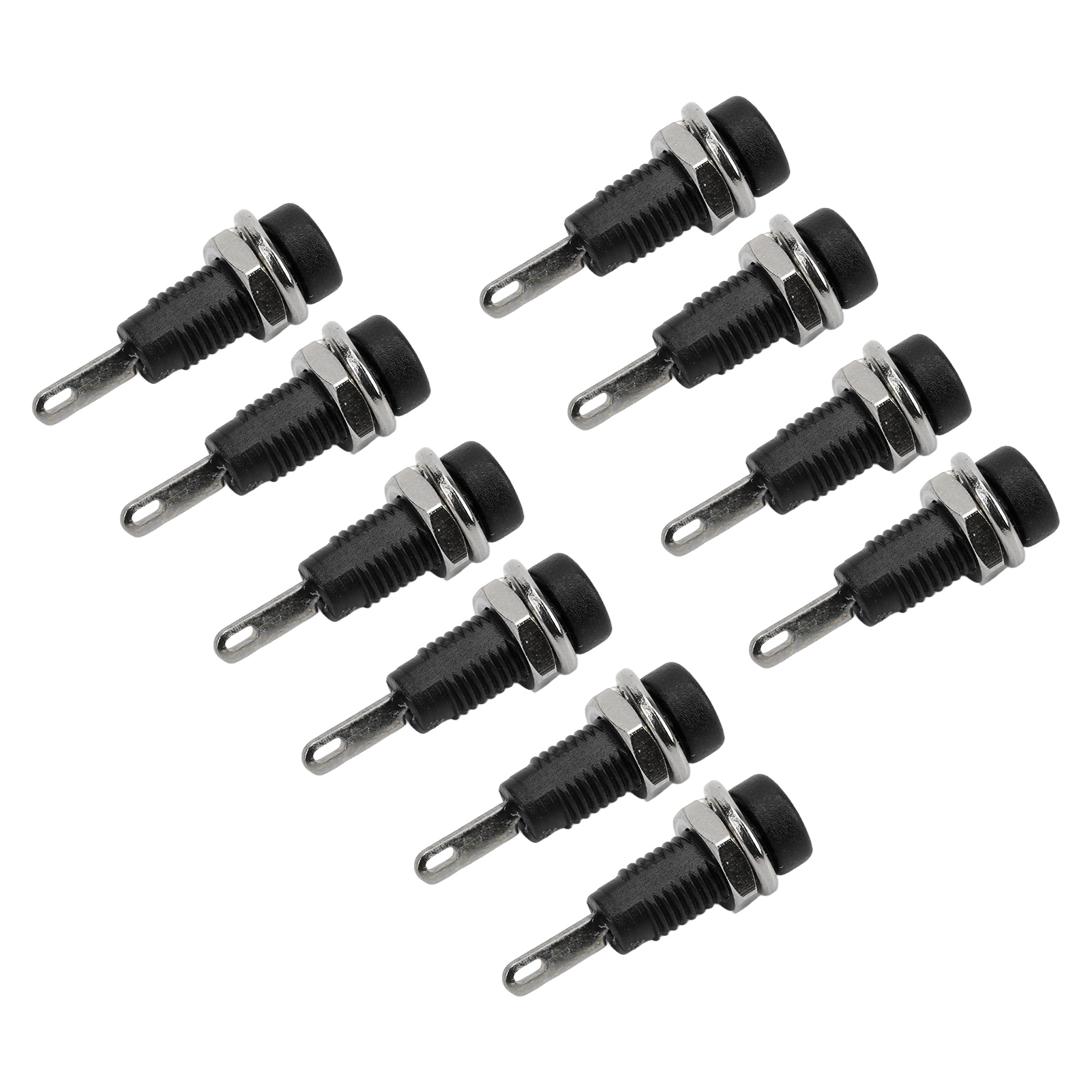 10 Stück J.40003 2-mm-bananenstecker, Panelverbinder, Verlängerter Stecker, Schwarz, Für Elektronische Instrumente