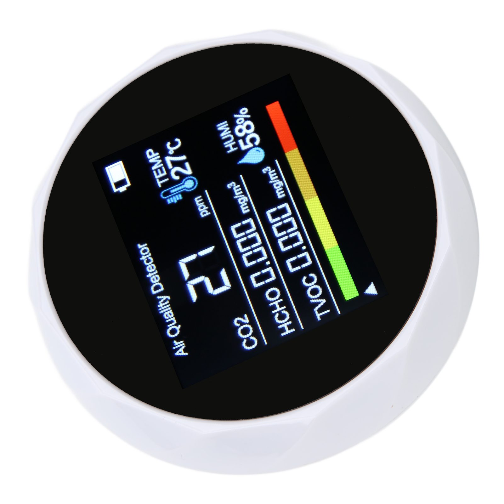 Zn-2co5 Digitaler Luftqualitätsdetektor, 5-in-1 Infrarotsensor-monitor, Misst Co2, Hcho, Temperatur Und Luftfeuchtigkeit, Weißes Messgerät