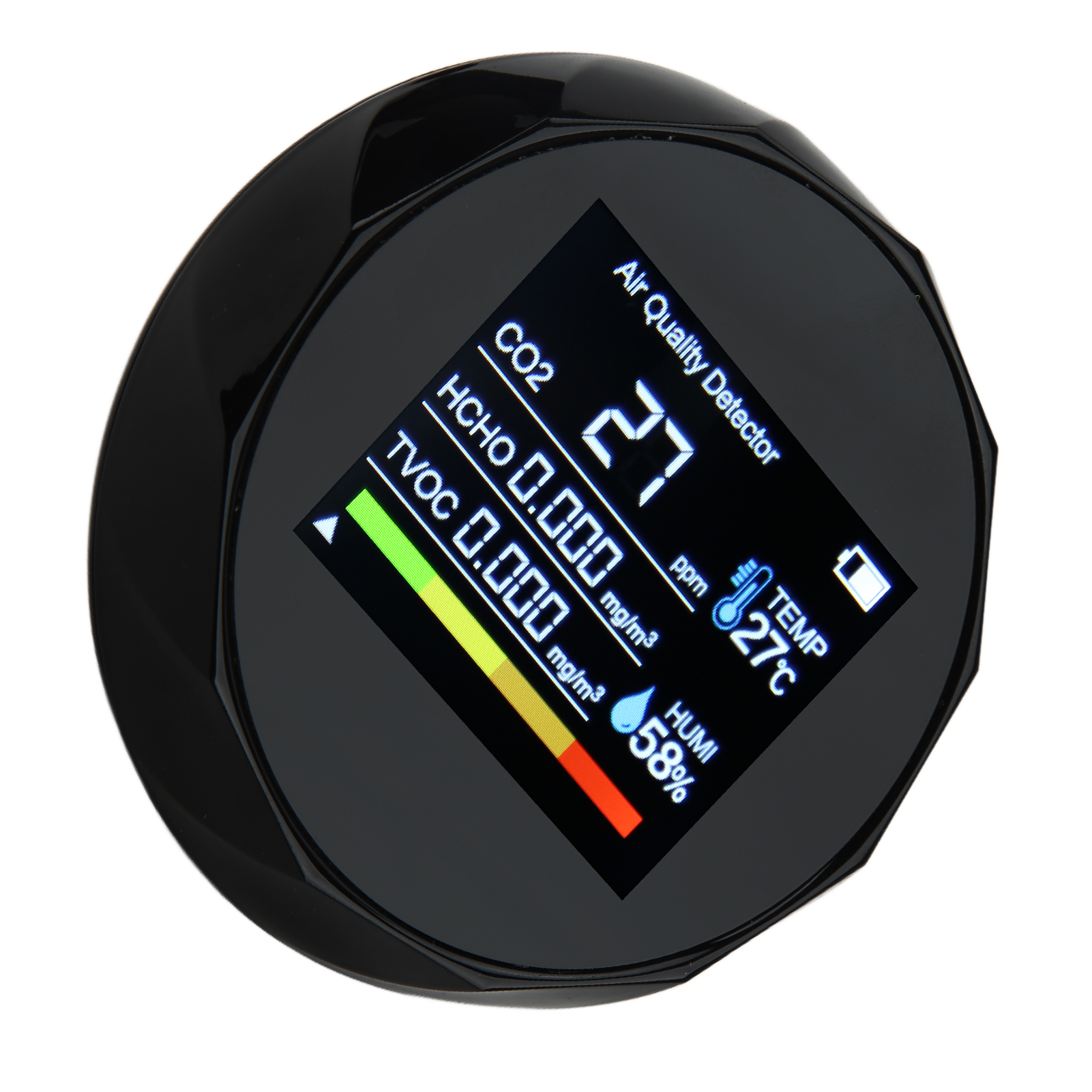 5-in-1 Co2-detektor Zn-2co5 Digitaler Luftqualitätsmonitor Mit Infrarotsensor, Hcho-tester, Temperatur- Und Feuchtigkeitsmessung, Schwarz