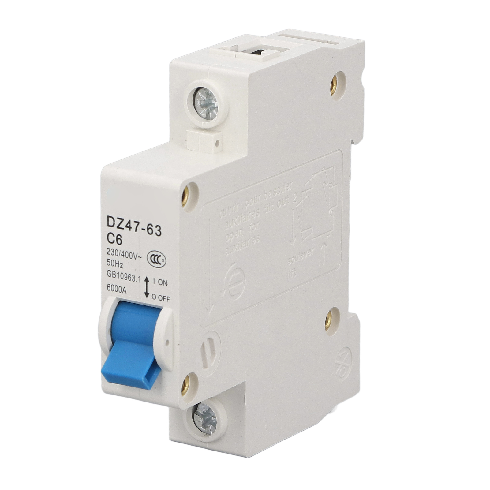 Mini-1p-leitungsschutzschalter Für Din-schienenmontage, 6000 A Abschaltvermögen, 230 V/400 V, 6 A, Für Den Hausgebrauch