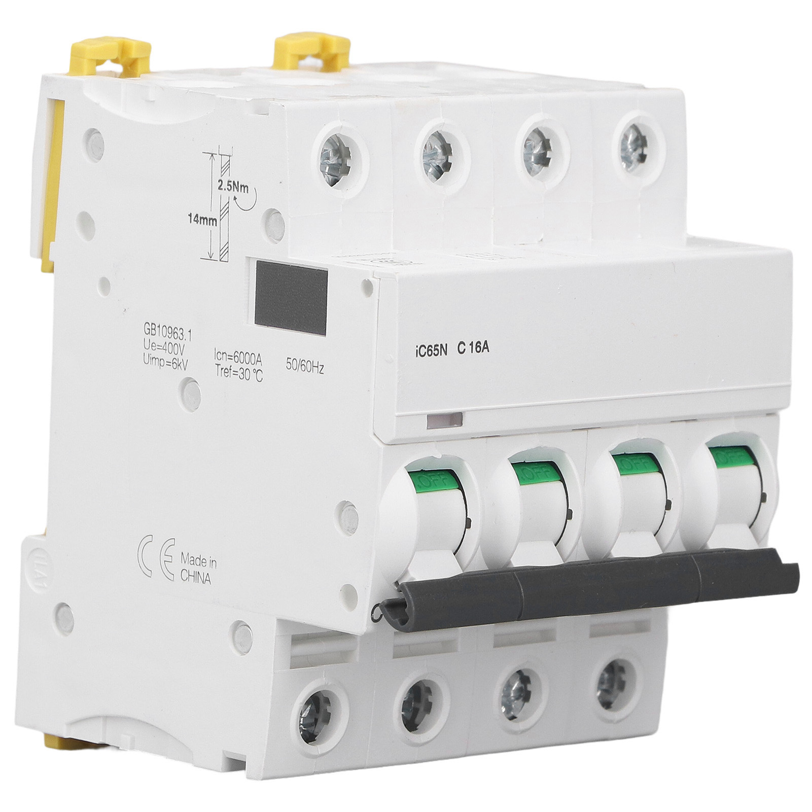 Leitungsschutzschalter 4p 16a C16, 400v Niederspannung, 6000a Abschaltvermögen, Din-schienenmontage, Werkstoff Pa66, Schutzschaltung