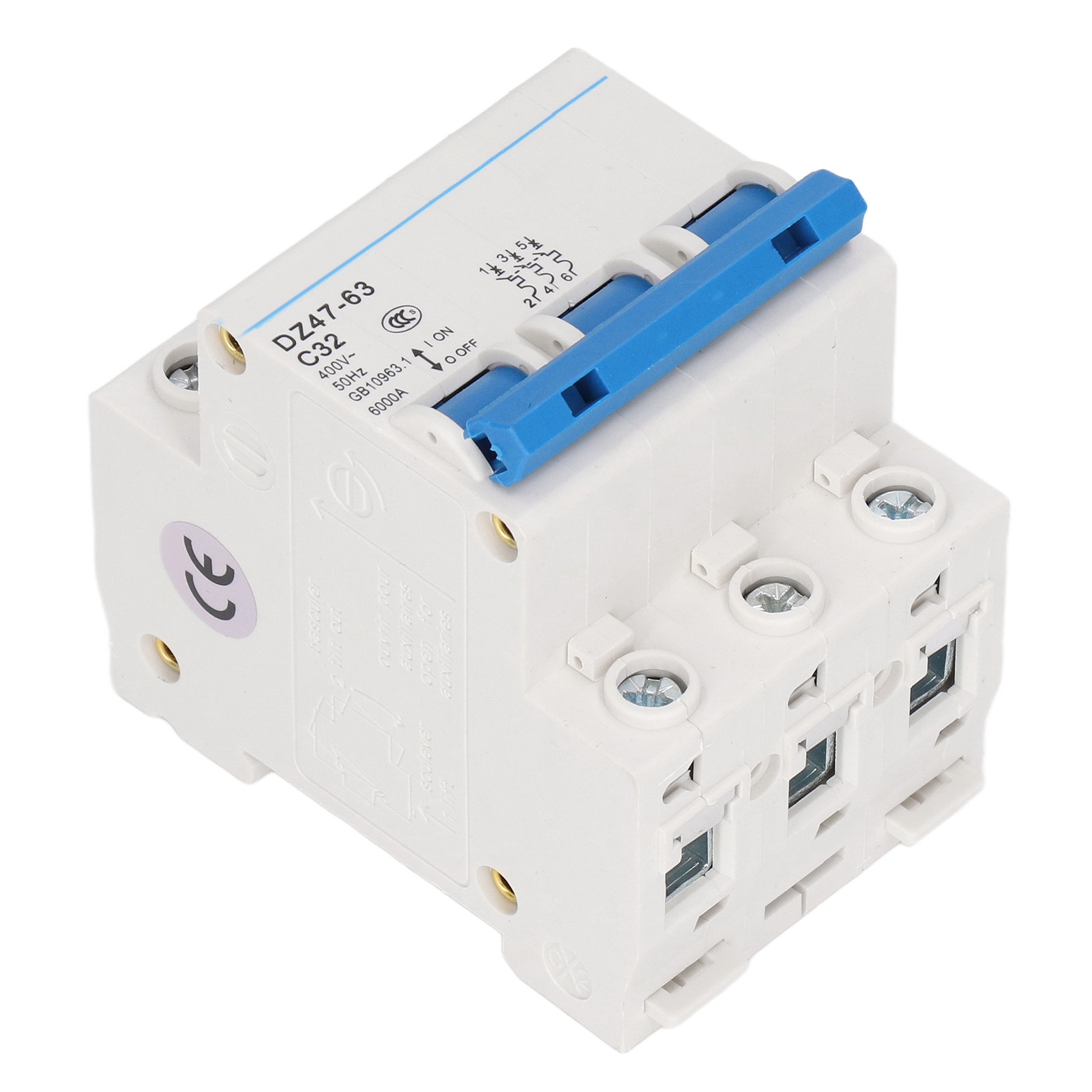 3-poliger 32-a-400-v-modul-leistungsschalter, Din-schiene, 6000 A Abschaltvermögen, Elektrischer Stromkreisschutz