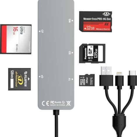 5-in-1 Usb-c-, Usb-a- Und Lightning-kartenleser Für Sd, Microsd, Cf, Ms, Xd, Uhs-i-kompatibel