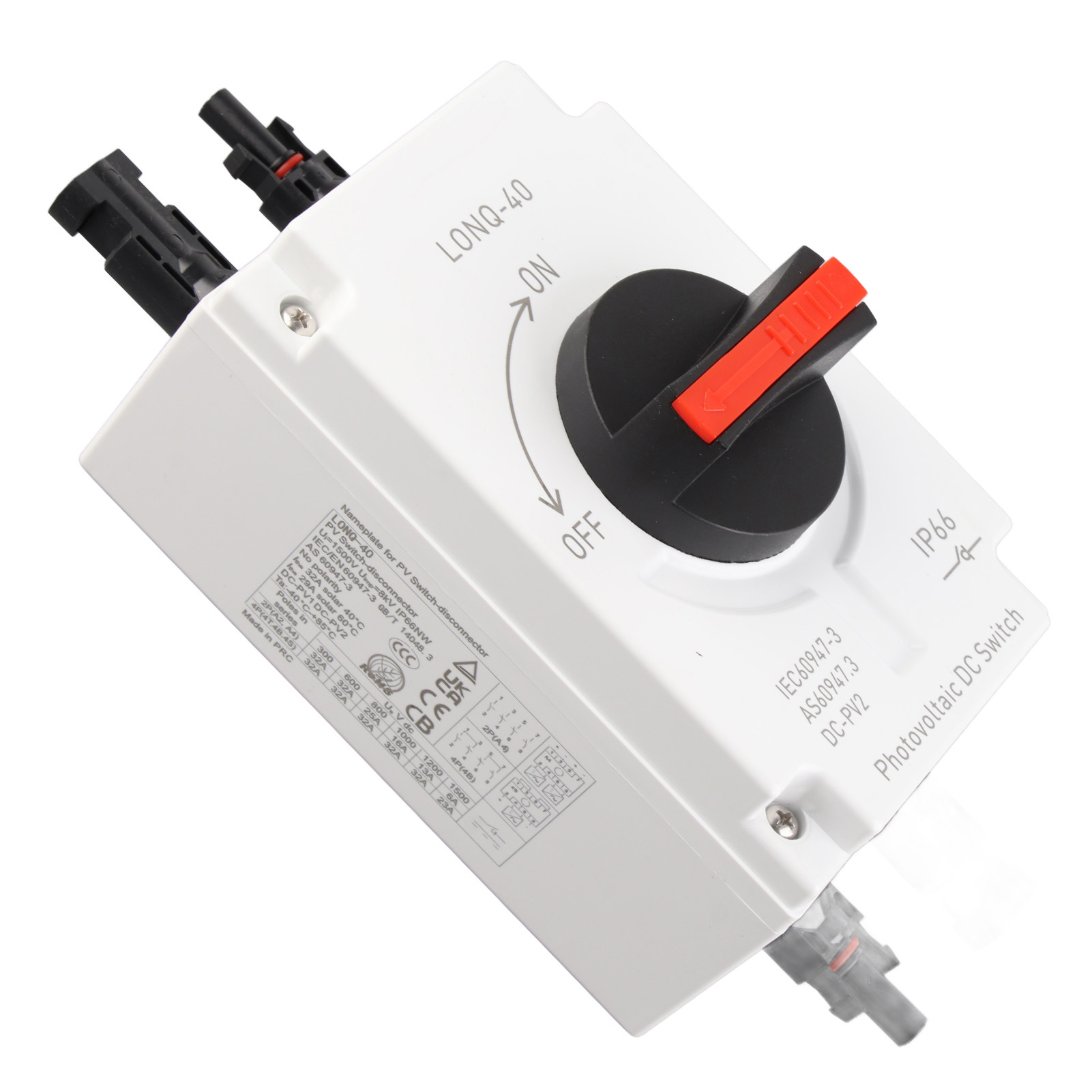Ip66 Wasserdichter Photovoltaik-gleichstrom-trennschalter, 1500 V 32 A 4-poliger Isolierter Solar-leistungsschalter Für Wohnmobile Und Solaranlagen