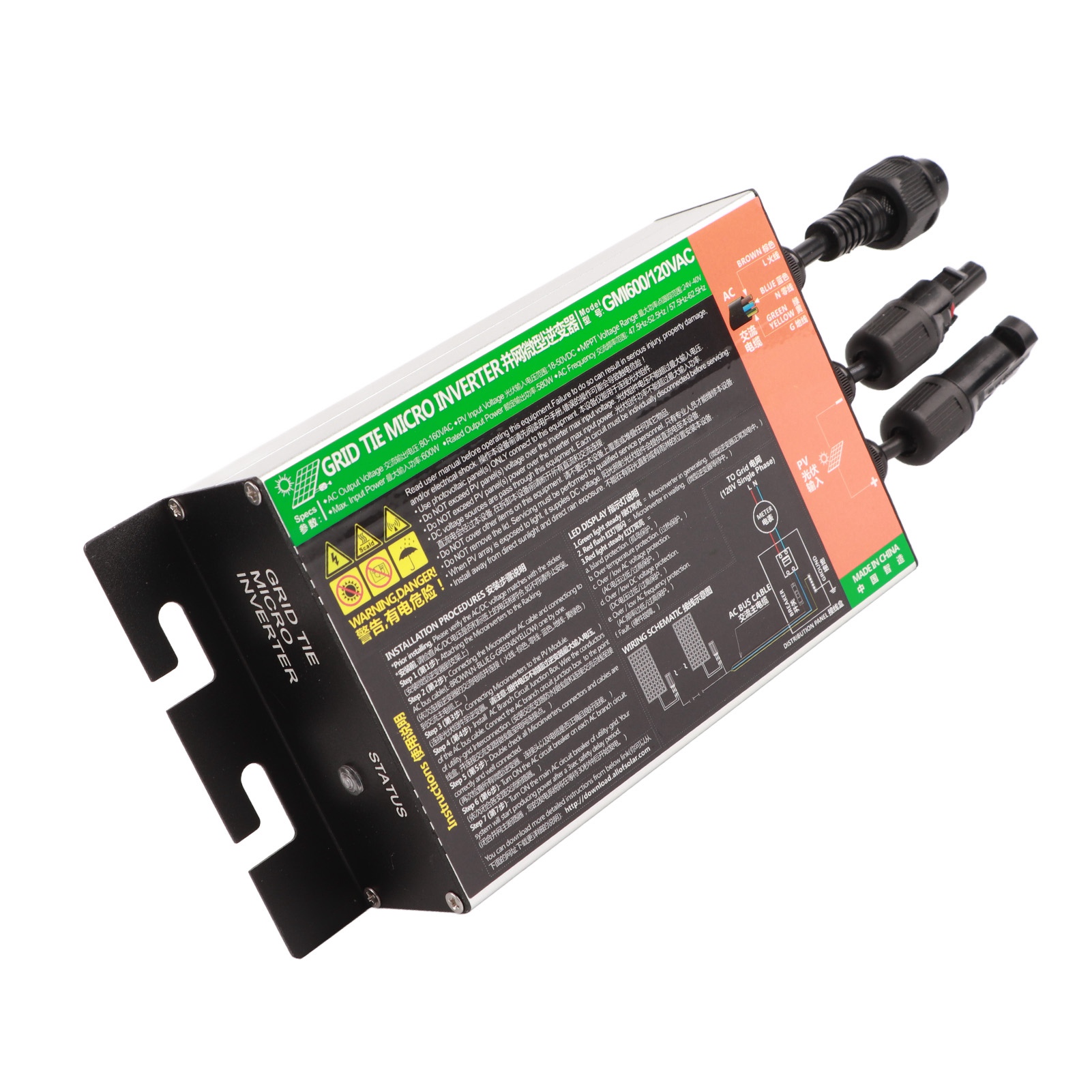 600-w-solar-mikro-wechselrichter, Netzgekoppelt, Mppt, Reine Sinuswelle, 120 V Wechselstrom, Intelligente Steuerung, Für Photovoltaikmodule