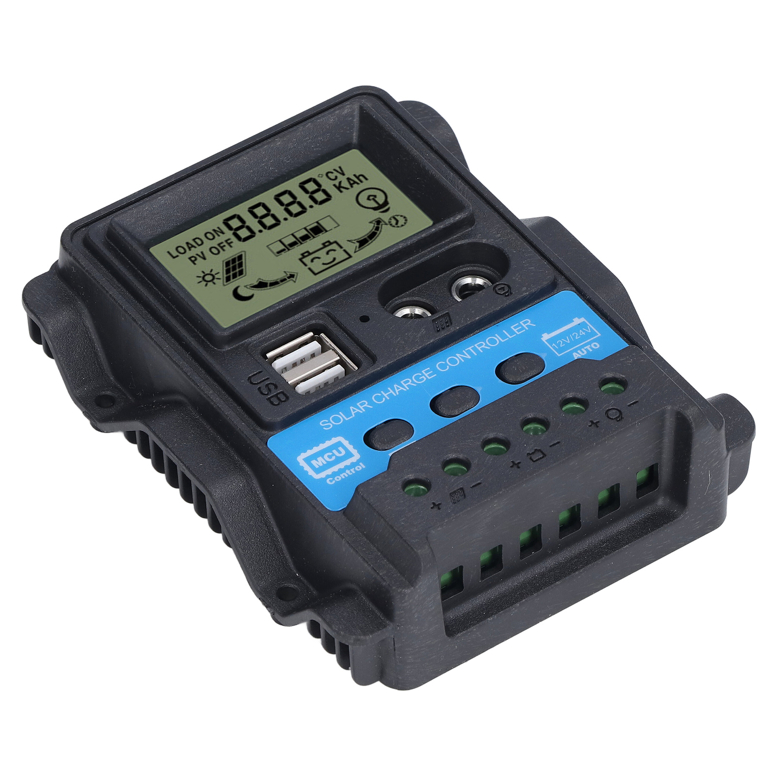 20a 260w (12v) / 520w (24v) Pwm Solar-laderegler Mit Lcd-bildschirm, Zwei 5v Usb-anschlüssen, Wasserdichtem Spannungsregler Für Wohnmobile, Photovoltaikmodule Und Batterien.