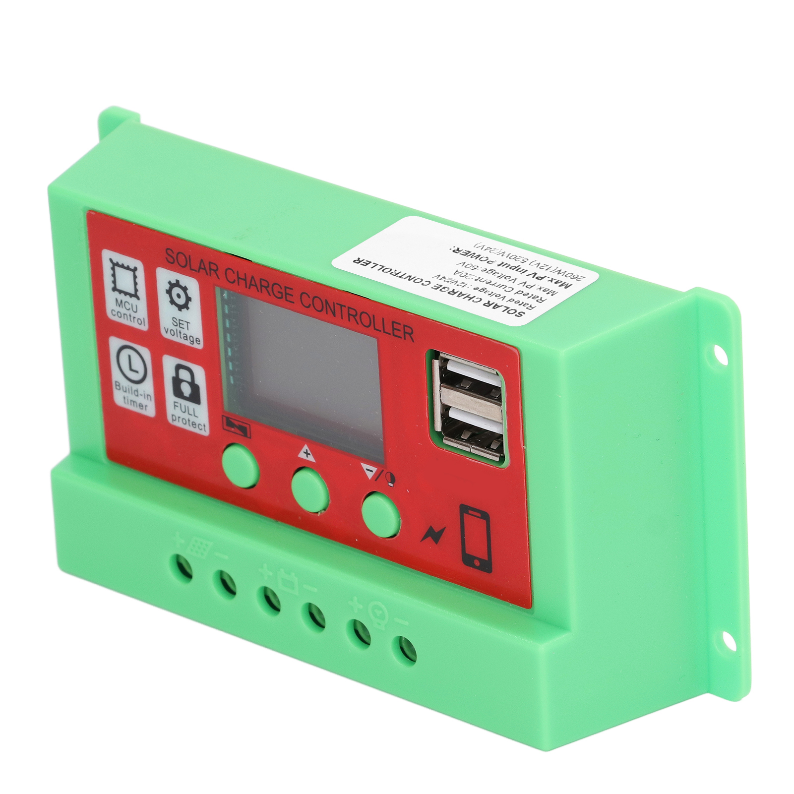 20a 12v/24v Pwm-solarladeregler Mit Lcd-display, Solarmodulregler Für Smart Home Und Photovoltaikanlage