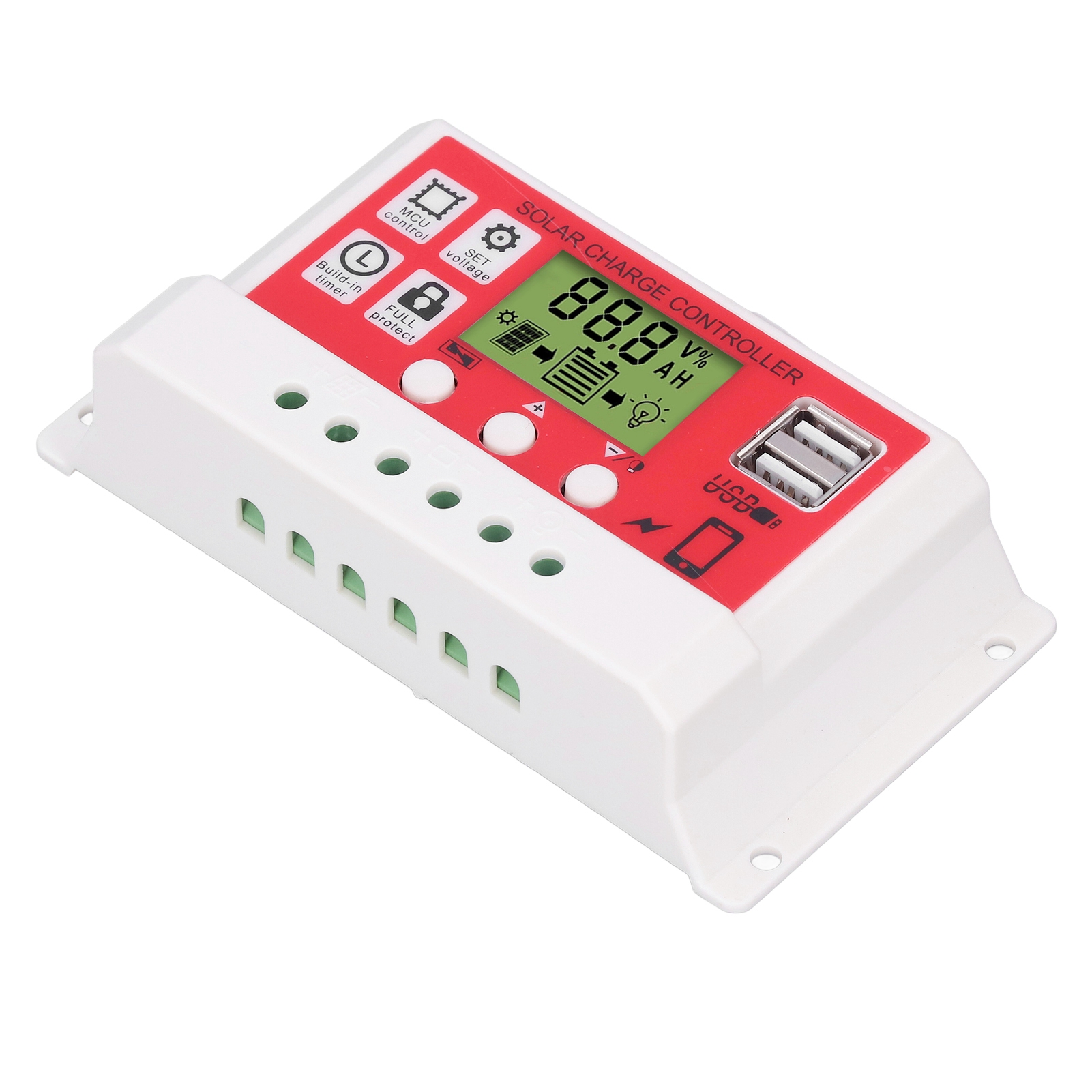 20a 12v/24v Pwm-solarladeregler Für Lithiumbatterien, Photovoltaik-regler Mit Lcd-bildschirm, 20-a-solarpanel