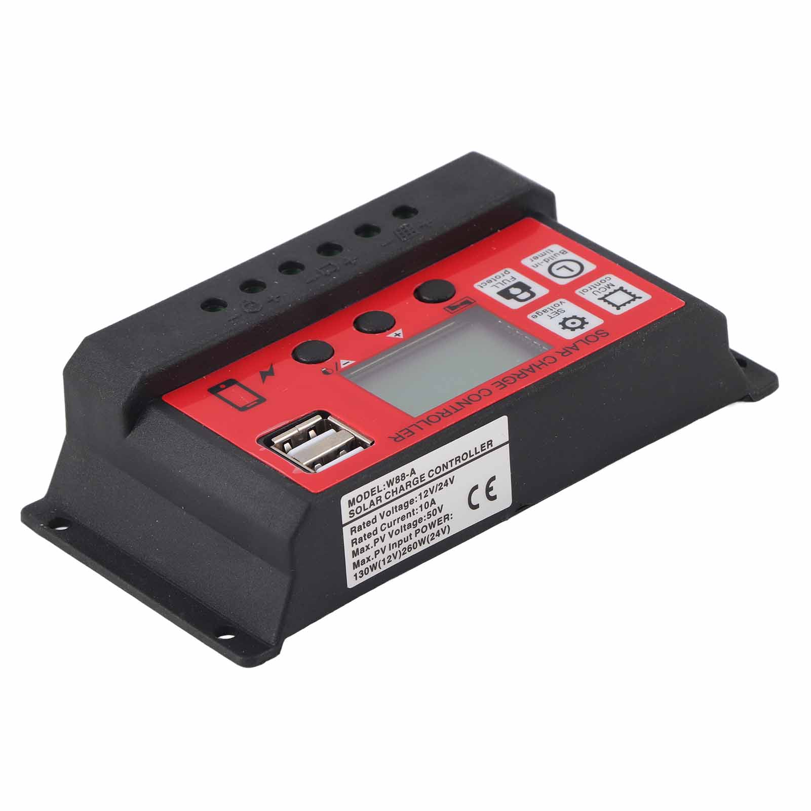 Intelligenter 10a 12v/24v Solarladeregler Mit Lcd-bildschirm, Verstellbarem Solarpanel Und Wiederaufladbarem Akku-controller