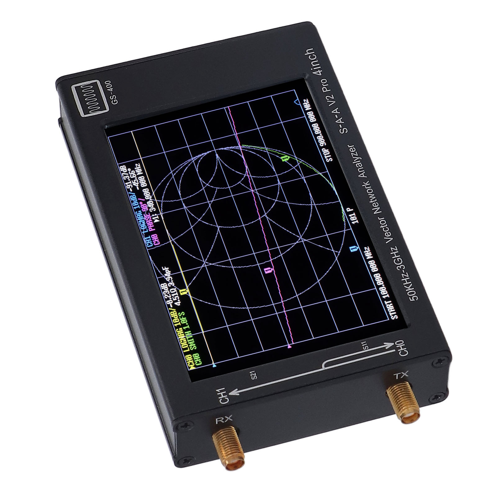 Tragbarer 4-zoll-vektornetzwerkanalysator, Hf/vhf/uhf 50 Khz–3 Ghz Vna, Kompaktes Signalmessgerät Mit Touchscreen, Professionelles Messset