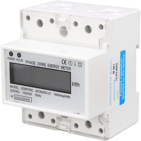 Einphasiger 2-leiter-4p-energiezähler, Digitales Lcd-display, 35-mm-din-schienenmontage, 220 V Wechselstrom
