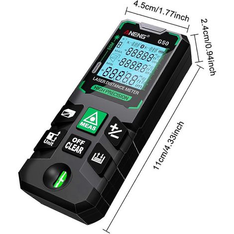Aneng G50 Hochpräziser Smart-laser-entfernungsmesser, Grüner Laser-entfernungsmesser, 30 Datenspeicherplätze A