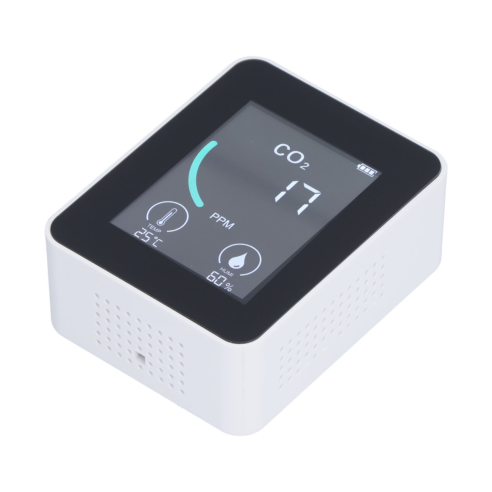 2-in-1-lcd-co₂-detektor, Digitale Temperatur- Und Feuchtigkeitsmessung Mit Alarmfunktion, Tragbar, Echtzeitüberwachung Für Zuhause Und Büro, Weiß