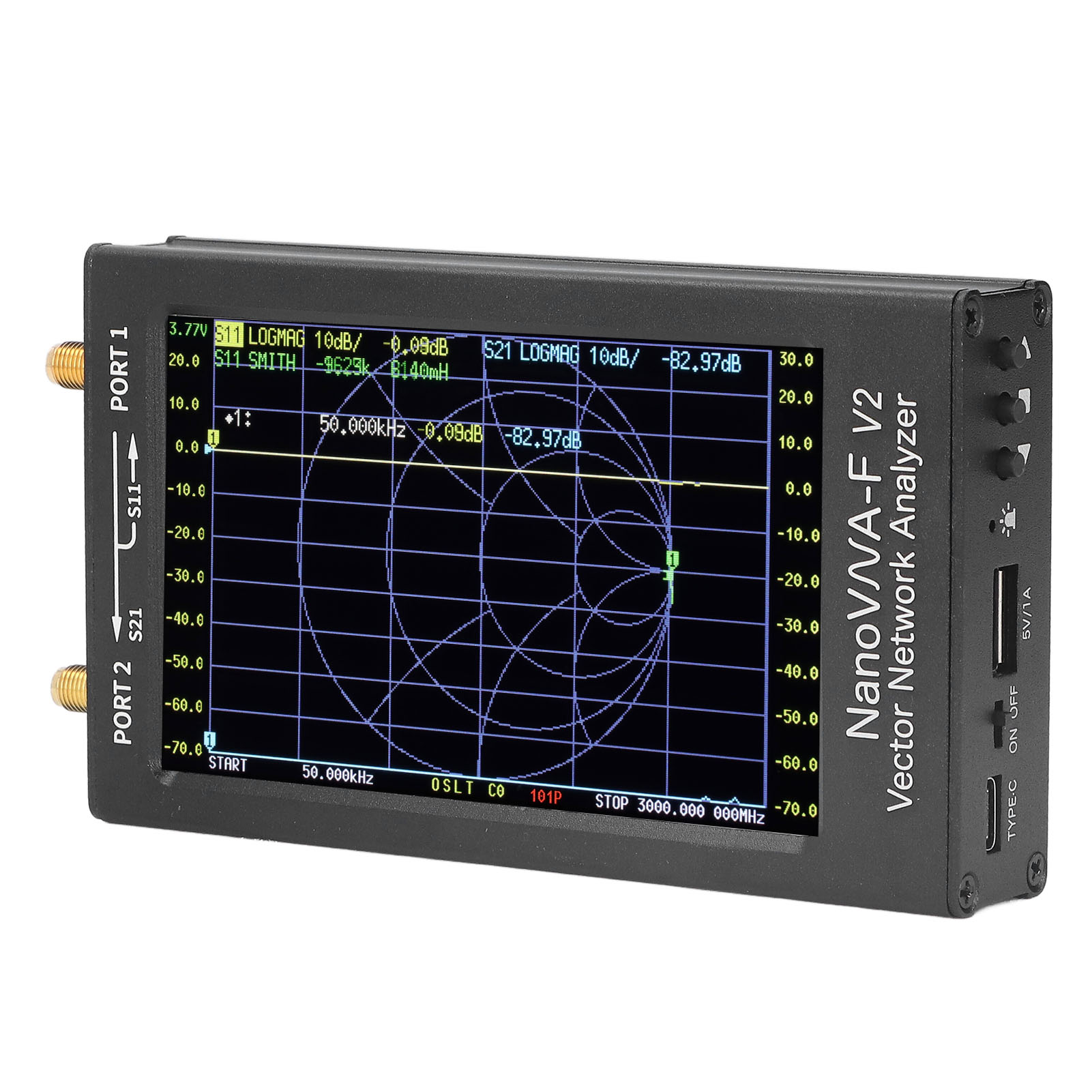 50 Khz–3 Ghz Vnaf V2 Vektornetzwerkanalysator, Hf-, Vhf-, Uhf-kurzwellenmessung, 4,3-zoll-saa2-display, Tragbares Frequenzmessgerät