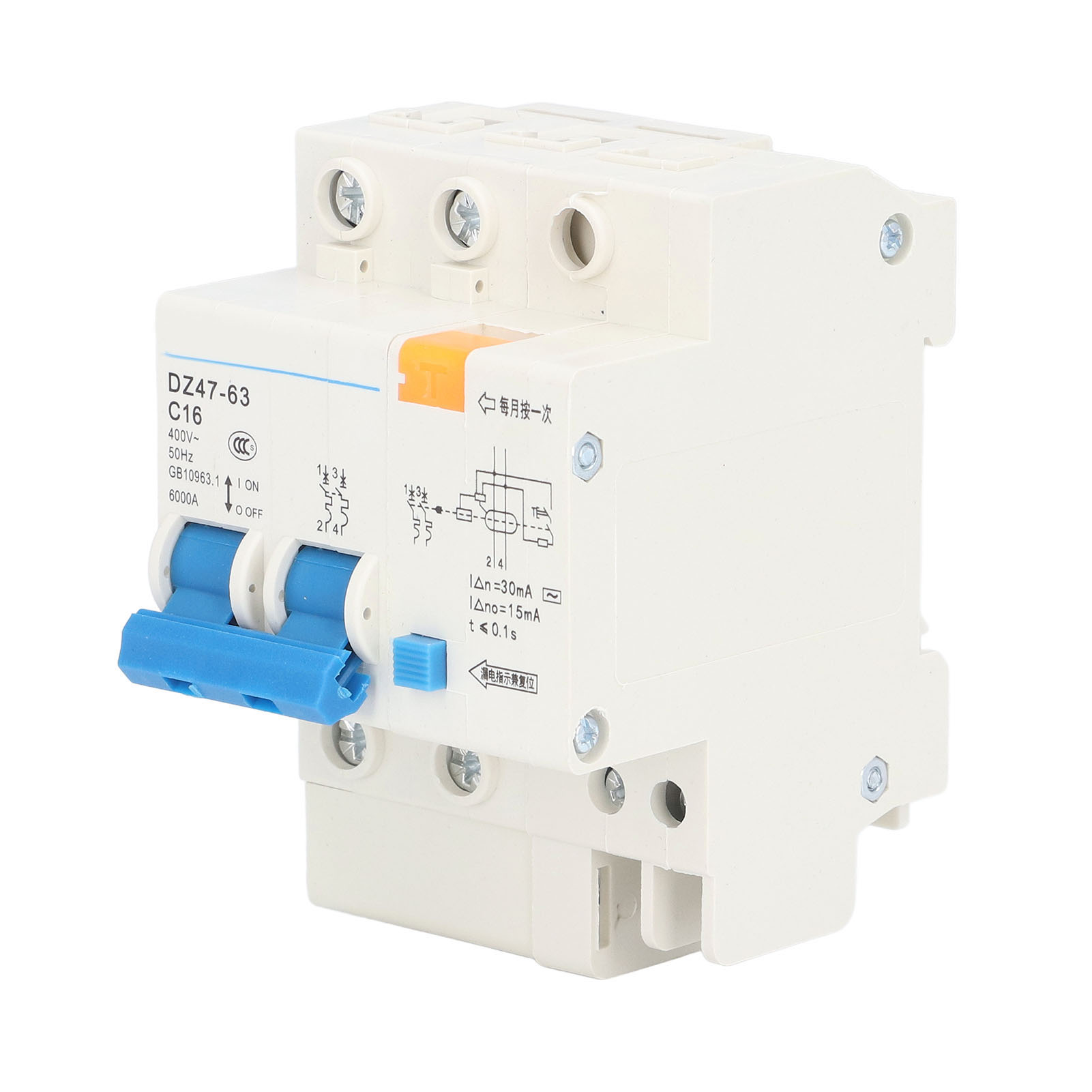 Fehlerstromschutzschalter Pa66, 16 A, 30 Ma, 400 V, Erdschlussschutz Für Elektrische Anlagen, Automatischer Sicherheitsschalter