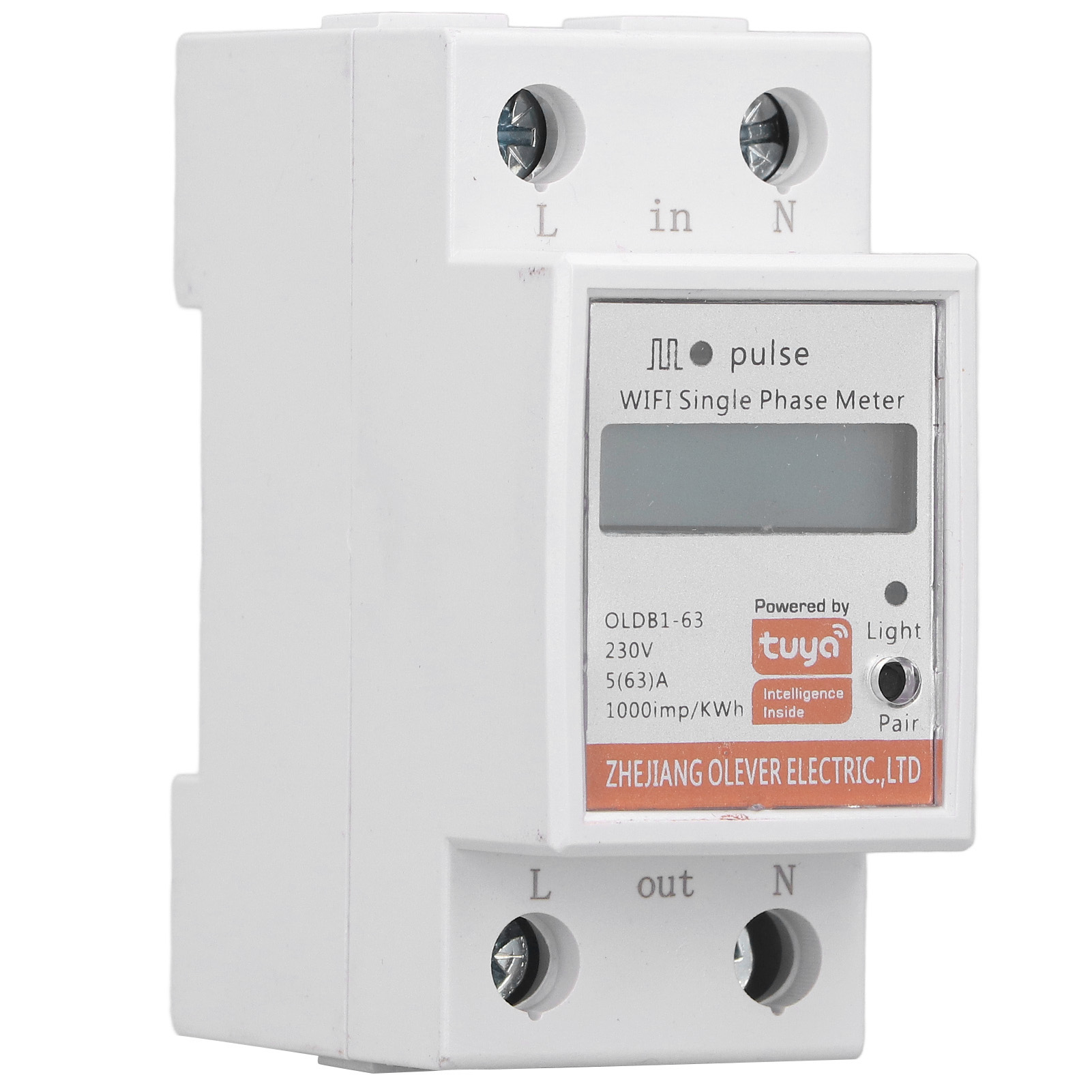 Intelligenter Wlan-energiezähler Für Din-schienenmontage, Einphasig, Lcd-anzeige, Stromverbrauchsmesser (kwh), 230 V Wechselstrom