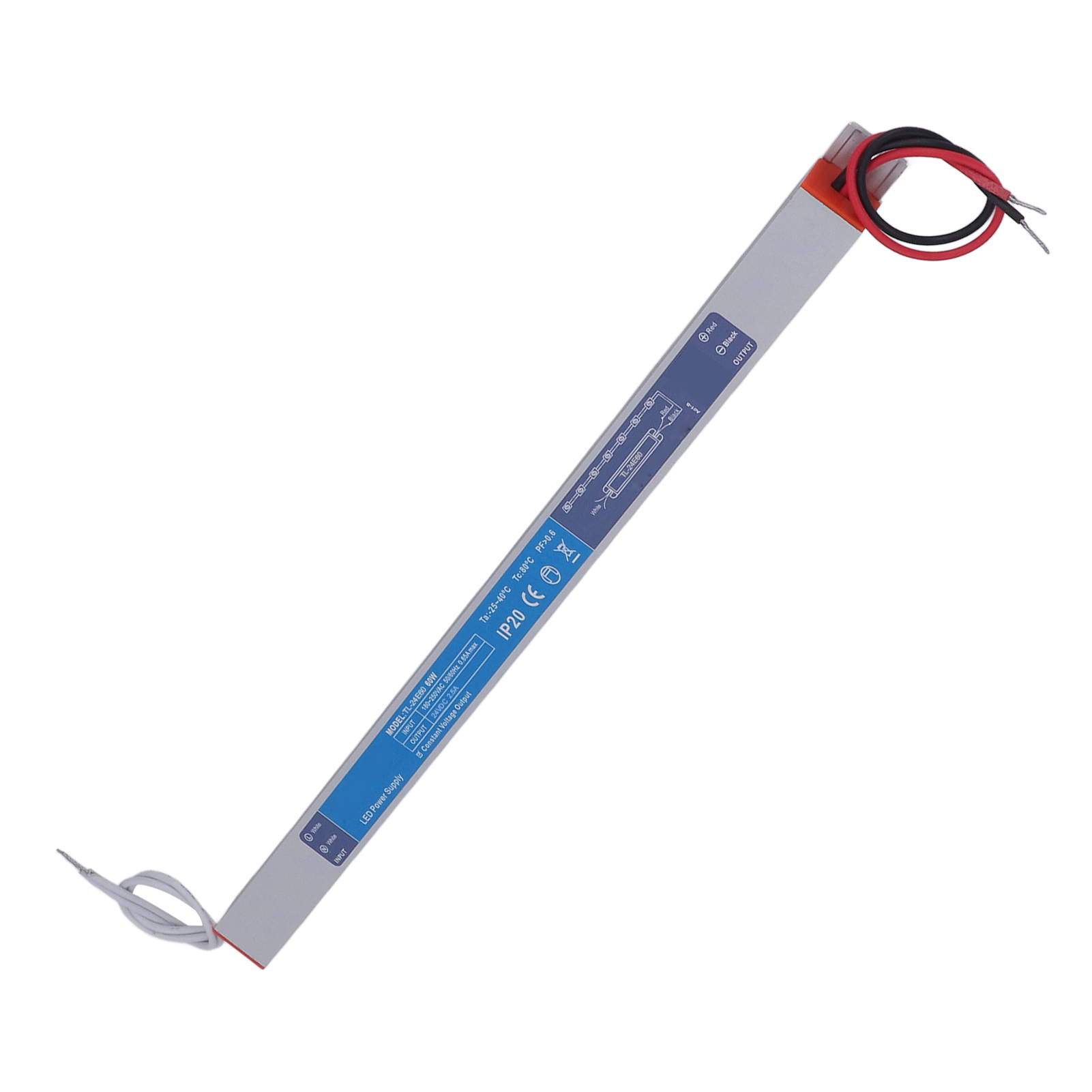 Ultraflaches 60w Led-netzteil, 24v 2,5a Transformator Aus Aluminiumlegierung, Konstante Spannung 180-250vac, Wasserdichter Treiber Für Led-streifen Und Strahler, Schlankes Gehäuse.
