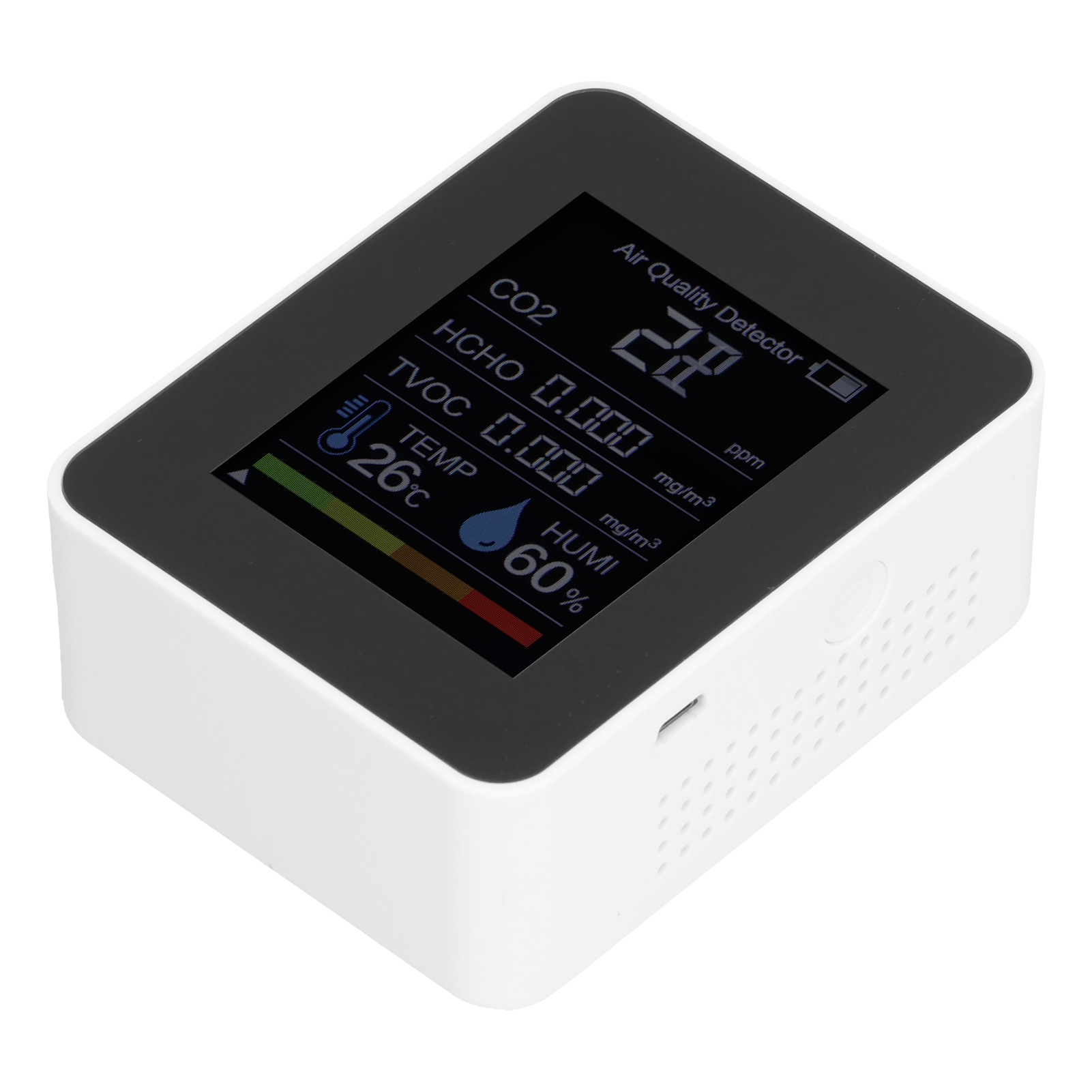 Multifunktionaler 5-in-1-infrarot-co2-detektor Für Zuhause, Weißer Kohlendioxidsensor, Raumluftqualitätsmonitor, Präzises Messgerät, Für Den Heimgebrauch