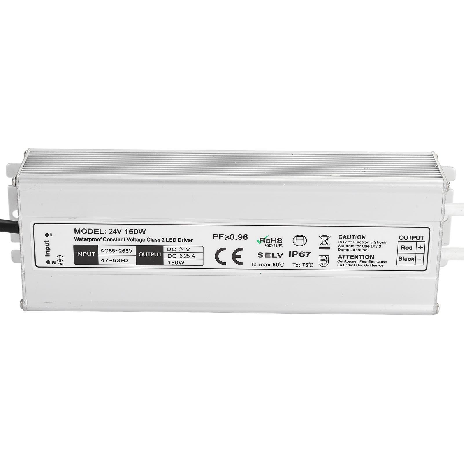 Ip67 Wasserdichter 150w Led-transformator 24v 0-6,25a, Ac85-265v Konstantspannungsadapter Mit Eu-stecker, Außenkonverter Für Led-streifen Und Strahler
