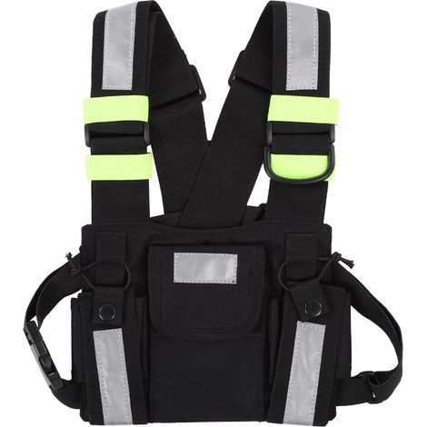 Taktisches Funkgeräte-tragesystem Mit Gelber, Reflektierender Brusttasche Für Walkie-talkies