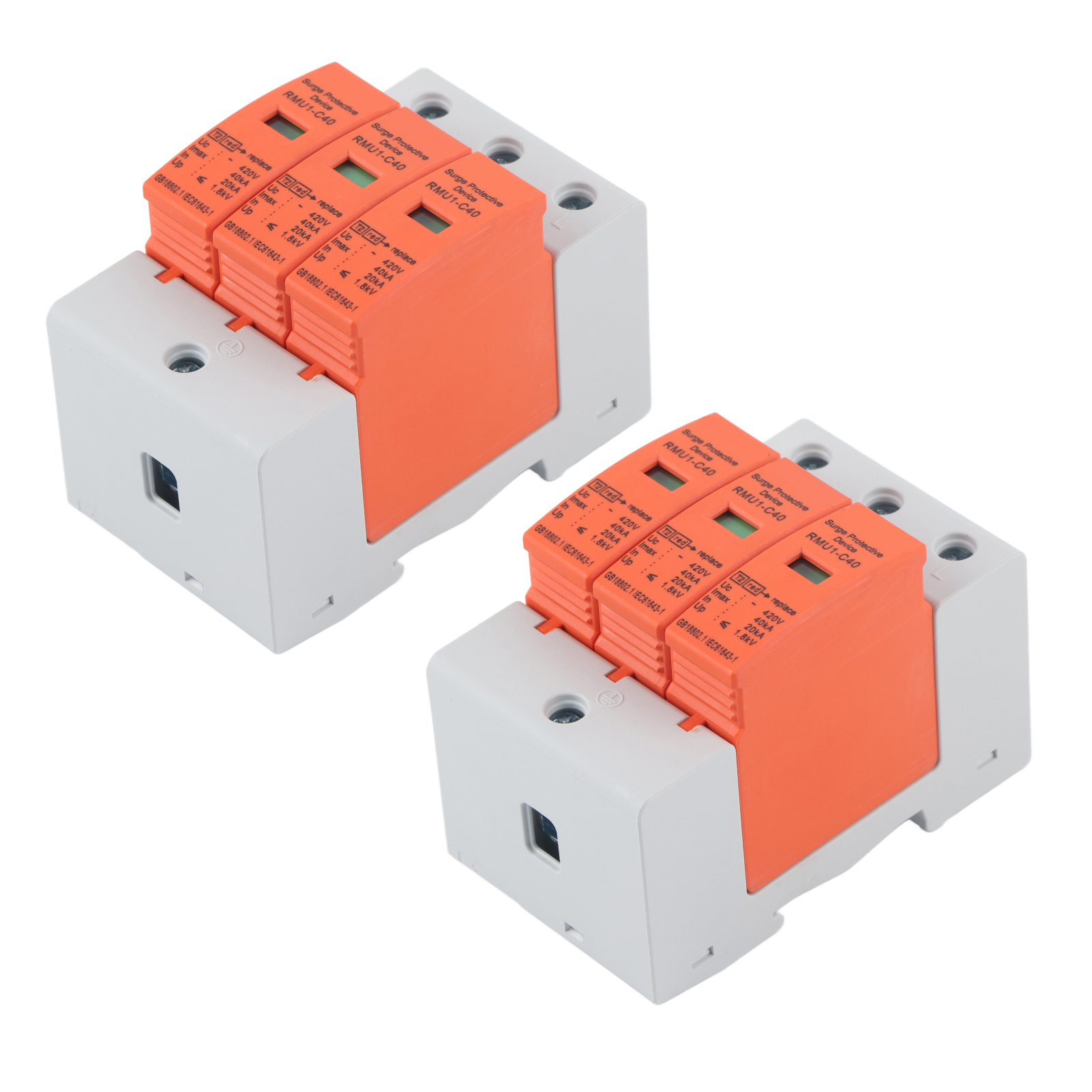 3p Ac 420v Rmu1-c40 Überspannungsschutz, 2er-pack, Din-schienen-schutz, Überspannungsschutz Für Den Hausgebrauch, Überspannungsschutzgerät, 40a, Modulare Installation.