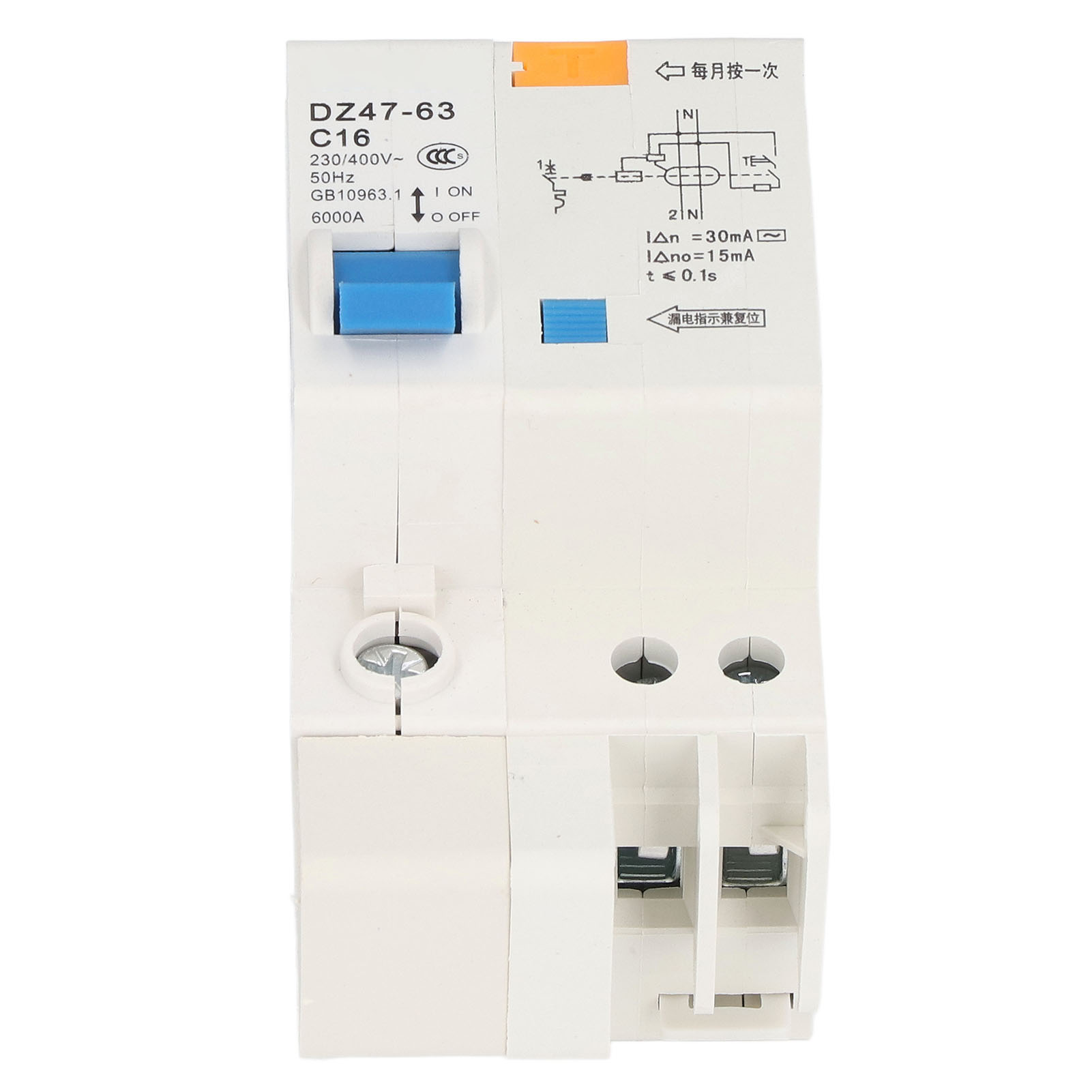 1p+n 16a 230v/400v Thermomagnetischer Schutzschalter, Fehlerstrom-differenzialschalter, Überlast- Und Kurzschlussschutz, Für Schaltschränke.
