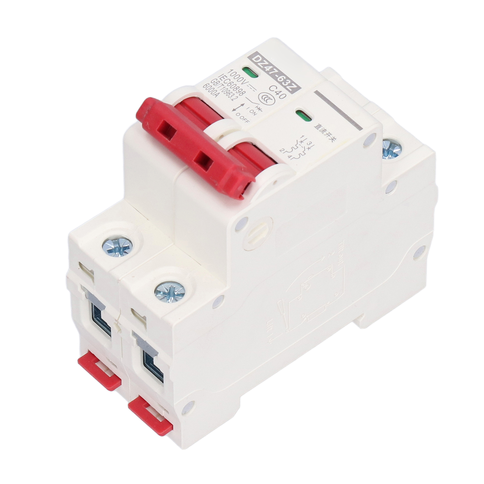 Miniatur-leistungsschalter 2p 40a 1000v Dc Dz47-63z C40, Trennschalter Für Photovoltaik-solaranlagen, Din-schienenmontage, Schutz Vor Stromausfällen.