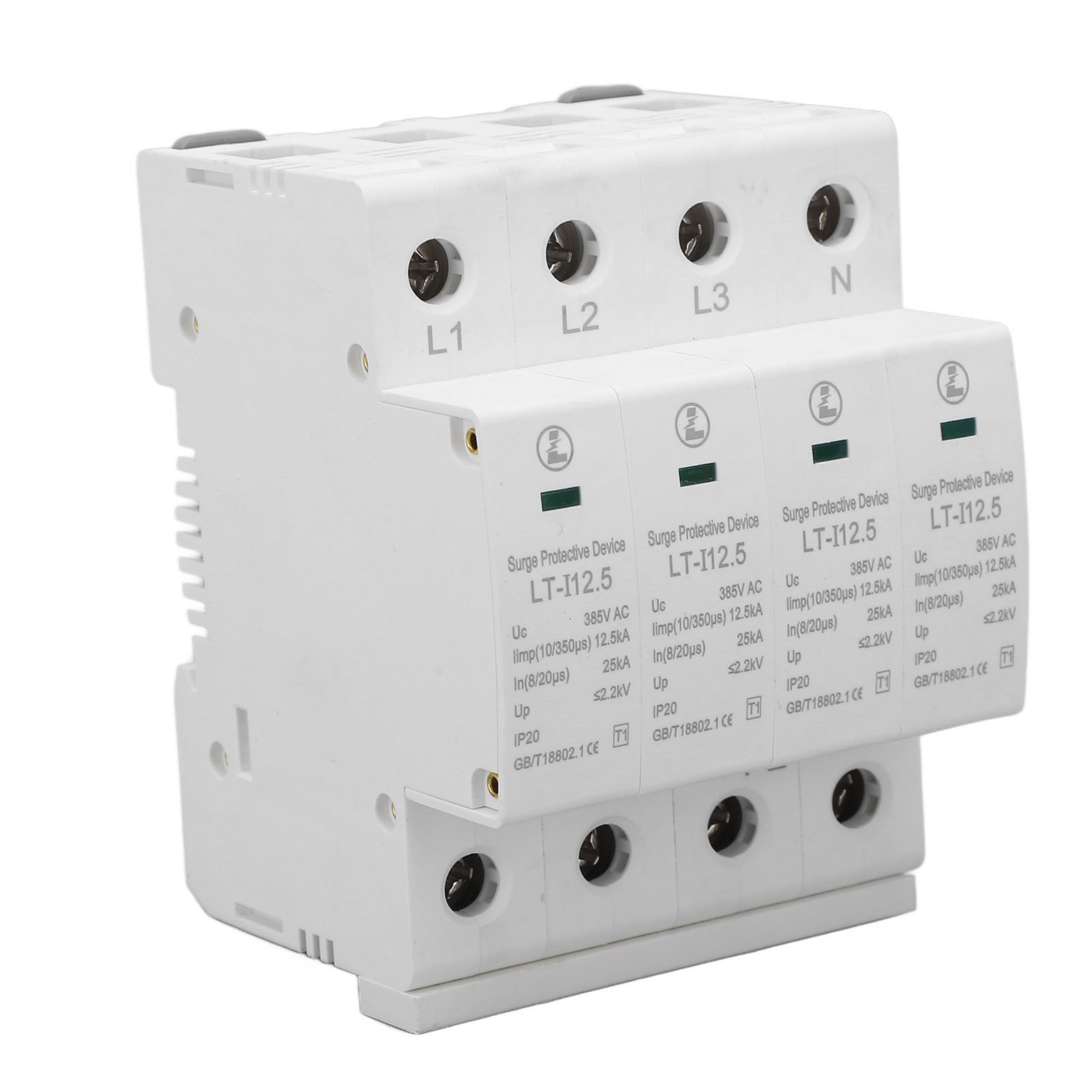 385v Ac 4p Überspannungsableiter Für 35mm Din-schiene, Überspannungsschutzgerät, Schutzgerät Für Den Hausgebrauch, Schienenmontage, 1 Stück.