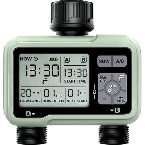 Digitale Bewässerungsuhr Mit 2 Ausgängen, Wasserdicht (ipx5), Programmierbarer Gartensprenger Mit Großem Lcd-bildschirm