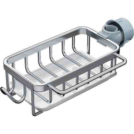 Multifunktionaler, Rostfreier Küchenarmaturen-organizer Mit Schwammhalter, Spülbürstenhalter Und Silberner Abtropfschale