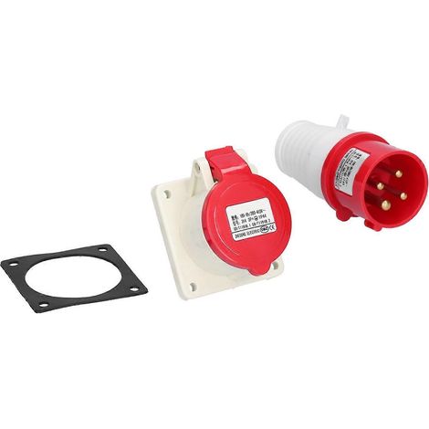 4-polige, Dreiphasige, Wetterfeste Unterputz-netzsteckdose, 380 V/415 V, 16 A, 3p+e