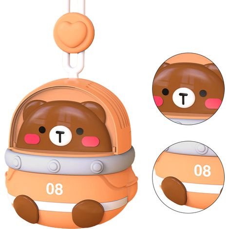 Tragbarer Nackenventilator Mit Usb-aufladung, Niedliches Tierdesign, 3 Geschwindigkeitsstufen, Kleiner Brauner Elektroventilator