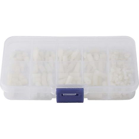 Sortiment Mit 200 M2,5 Nylon-sechskantschrauben Und -muttern (außen- Und Innengewinde) In Kunststoffbox