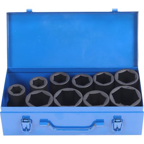 Satz Mit 10 1-zoll-schlagschraubnüssen, Robustes Tiefbett-steckschlüsselset Mit Aufbewahrungsbox Aus Eisen.