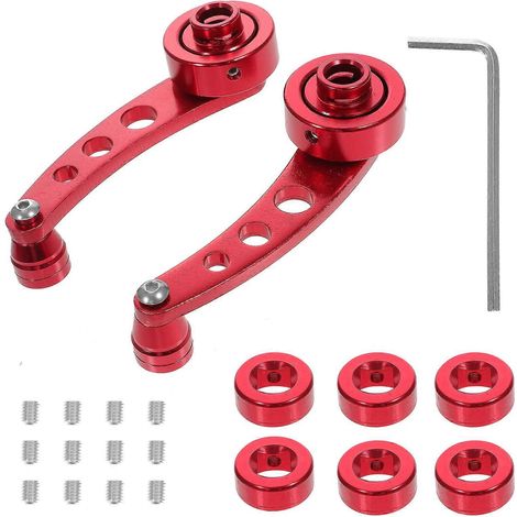 Universal Aluminum Crank Window Lift Handle Set For Left And Right Doors (red) - 11 X 4.3 Cm - Red