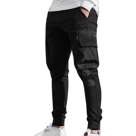 Herren-cargohose Mit Mehreren Taschen, Schmale Passform, Ideal Zum Joggen Und Für Die Arbeit – Größe M – Schwarz