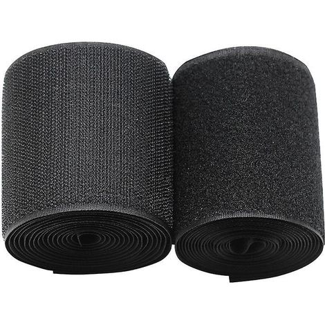 Extra Großes Klettband (10 Cm X 2 M) Zum Aufnähen Von Streifen Auf Stoff, Nicht Klebendes Schwarzes Nylonband Für Kabelmanagement, Nähen, L