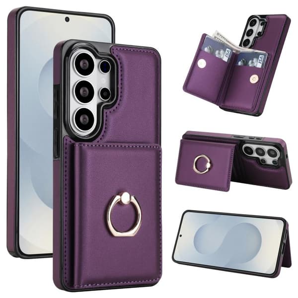 [nx] Kompatible Hülle Für Samsung Galaxy S26 Ultra 5g Mit Rfid-diebstahlschutz, Kartenhalter Und Ring, Dunkelviolett