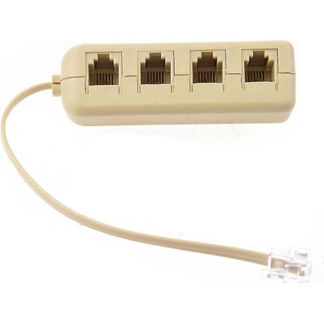4-facher Rj11 6p4c Auf 6p4c Modularer Splitteradapter Für Telefonleitungen, Beige